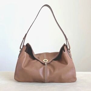 Kate Spade Tan Leather Slouchy Front Buckle Small Shoulder Bag